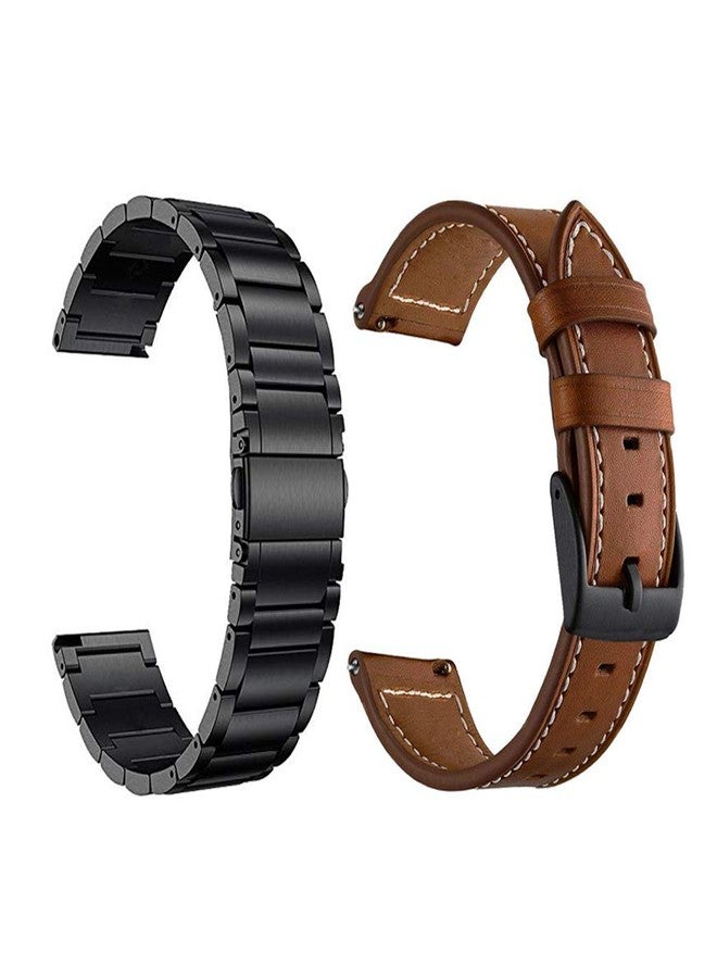 YEEJOK أشرطة YEEJOK Vivoactive 6/5/3 للرجال والنساء، أشرطة ساعة بديلة معدنية + جلدية مقاس 20 مم متوافقة مع Garmin Venu/Venu Sq/Venu 2 Plus/Vivoactive 3 Music/Forerunner 645/245 ساعة ذكية - فضي + أسود - Image 1