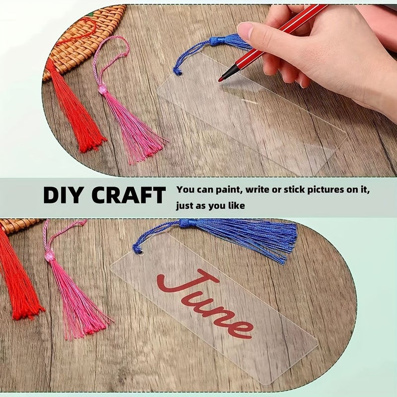 30 Transparent Acrylic Bookmark Set with Tassels for Readers Party Gifts - Image 3