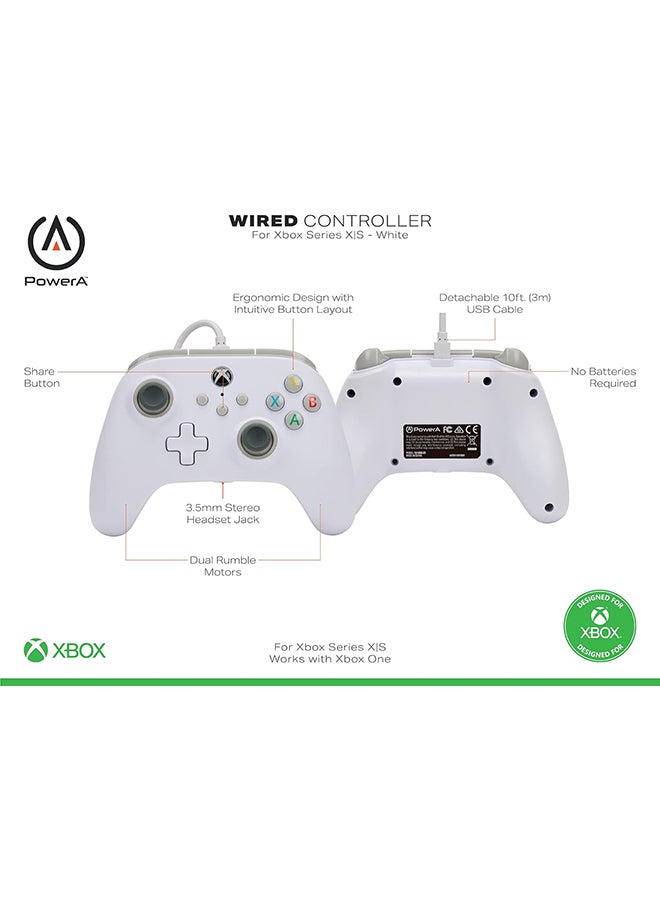 باور أيه وحدة تحكم الألعاب السلكية المعززة من PowerA لجهاز Xbox Series X/S، Xbox One، PC، Windows 10/11، أبيض - Image 2