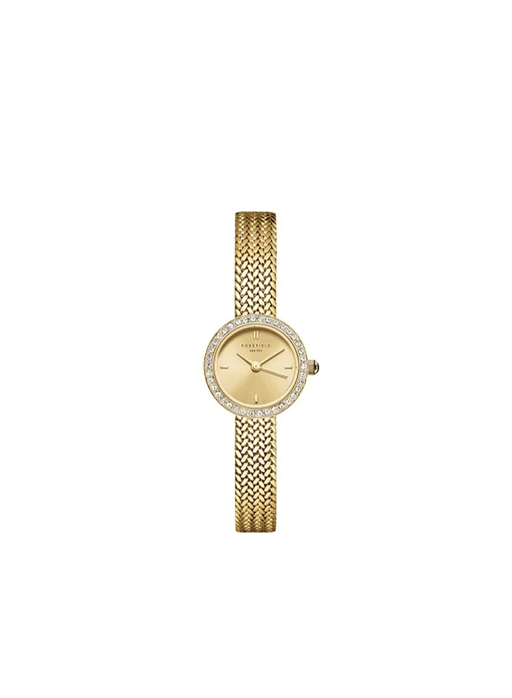 RoseField Mini Small Edit Champagne Dial Crystal Gold Woven Mesh Strap - MCGMG-M03