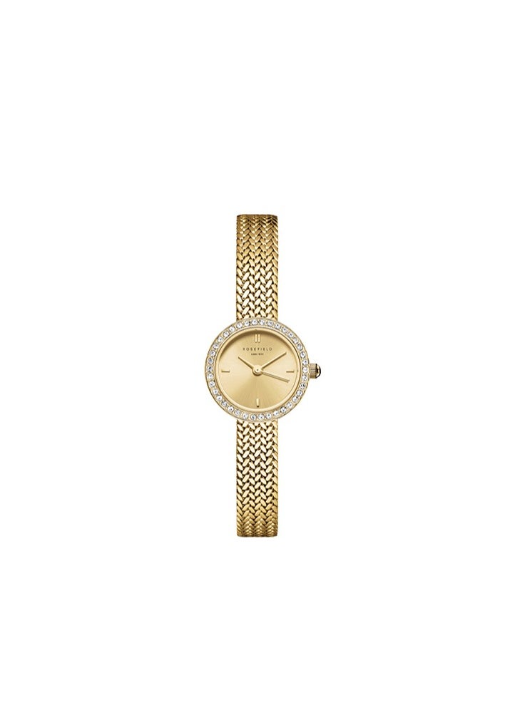 RoseField Mini Small Edit Champagne Dial Crystal Gold Woven Mesh Strap - MCGMG-M03  - Image 1