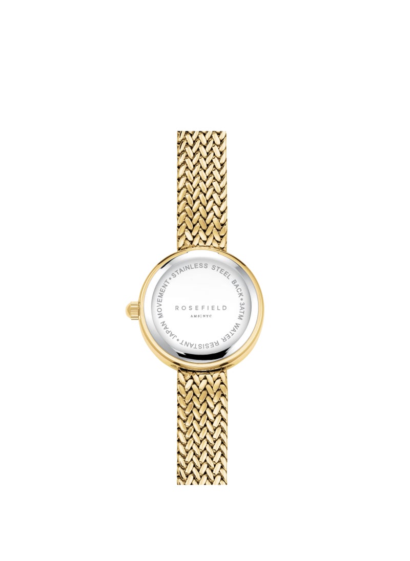 RoseField Mini Small Edit Champagne Dial Crystal Gold Woven Mesh Strap - MCGMG-M03  - Image 3