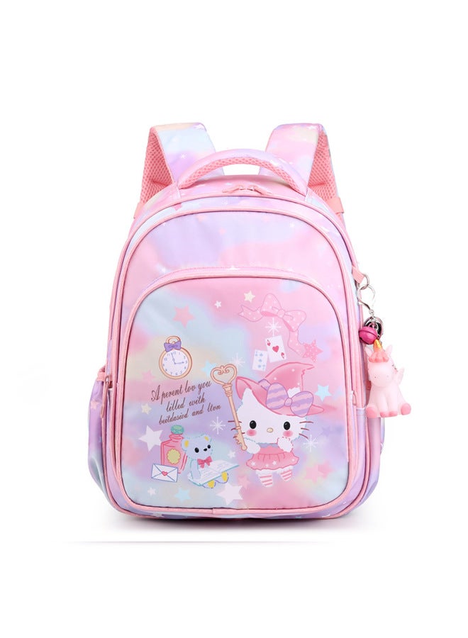 Schoolbag For Primary School Students 1-3-6 Grade Cartoon KT Cat Children's Backpack 6-12 Years Old Girl Korean Nylon Backpack-Color:Large Pink  - Image 1
