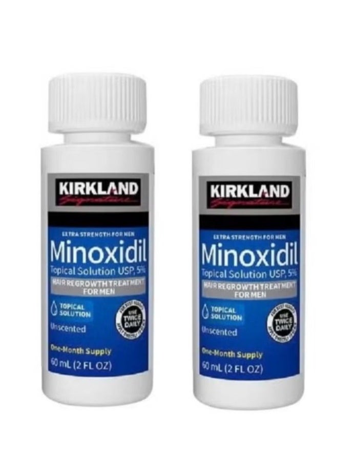 Kirkland Minoxidil 5% Extra Strength Hair Regrowth Treatment ， Minoxidil Hair Regrowth Treatment，2 bottles (60ml)-Minoxidil Topical Solution ﻿ - Image 1
