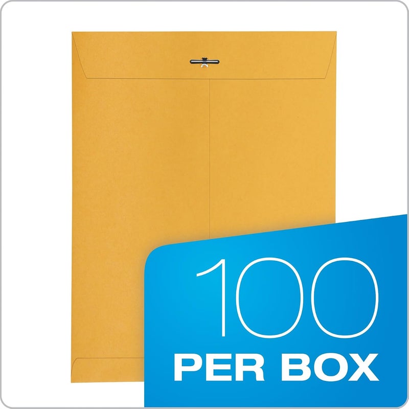 Quality Park 10 × 13 مظاريف ذات مشبك، مغلفة، لاصق منشط بالرطوبة لإغلاق دائم وآمن، ورق 28 رطل، كرافت بني، 100/صندوق (QUA37897) - Image 4