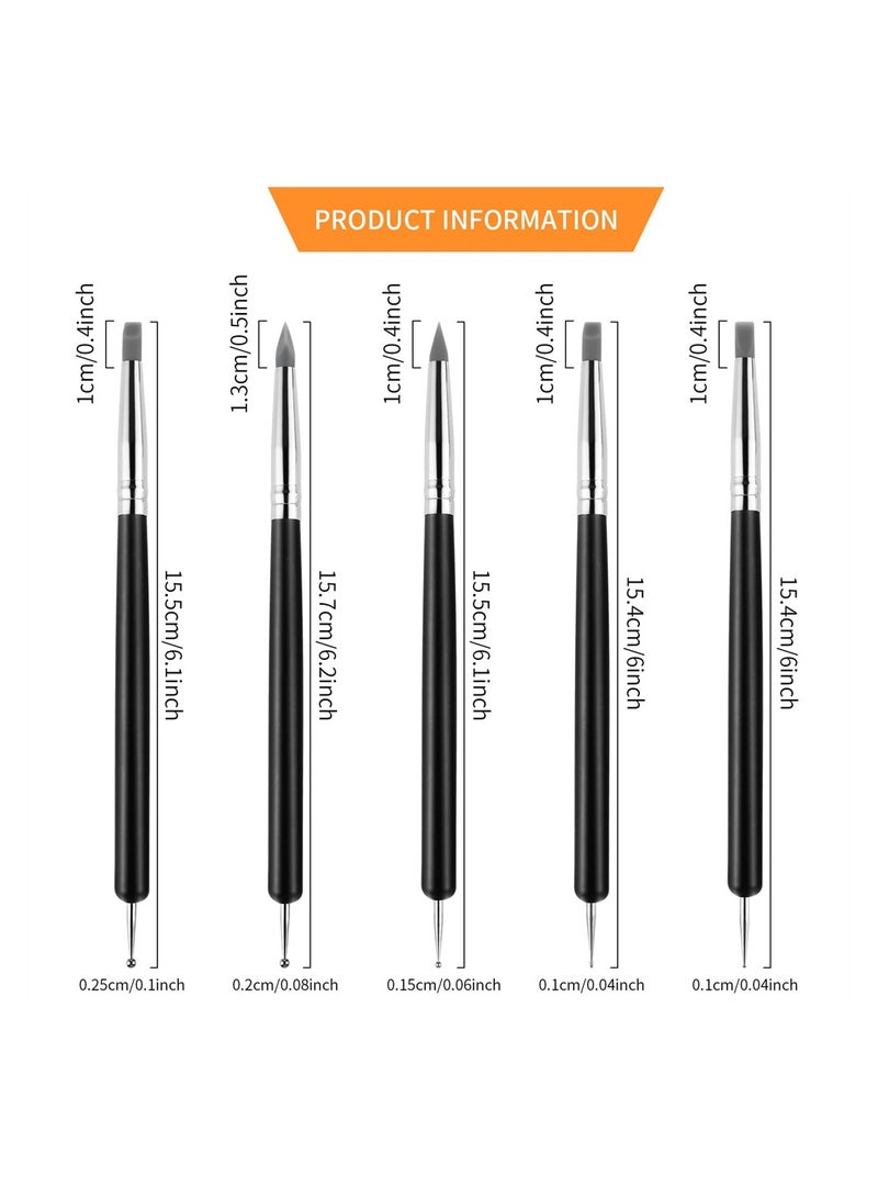 Excefore Silicone Clay Sculpting Tool Set, 5 Pcs Clay Modelling Tools, Soft Rubber Tip Modelling Pen Paint Brush for Pottery Sculpture Cake Fondant Decorations - Image 2