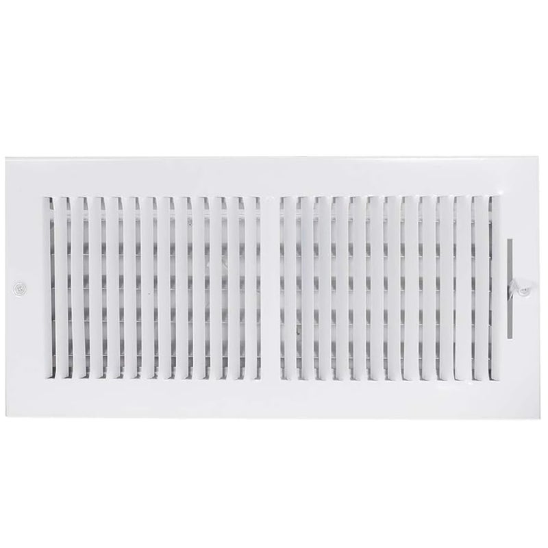 EZFLO 14 x 6 Inch Duct Opening Air Vent Cover for Wall or Ceiling TwoWay Ventilation Register Solid Steel HVAC Register Cover White 61613
