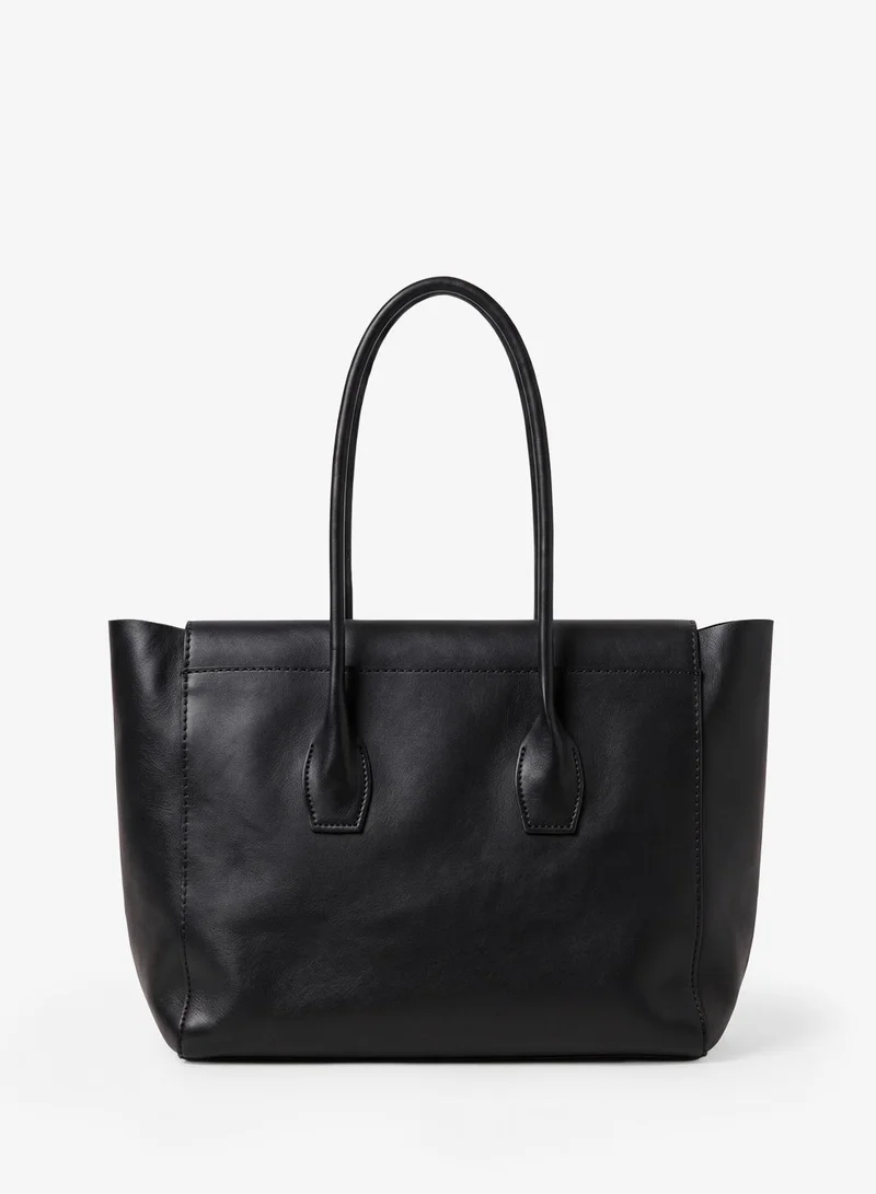 Ella Black PU Classic Tote Bag