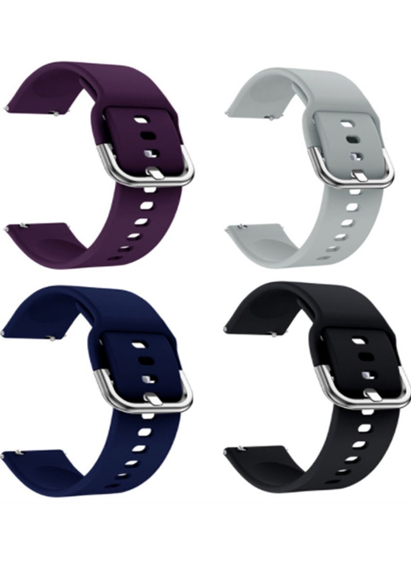 KASTWAVE Silicone Sport Strap for Samsung Galaxy Active 2, 20 Mm Watch Bands Compatible for Samsung Galaxy Watch Active 2, Women Men, 4 Pack Black, White, Dark Purple, Dark Blue - Image 1