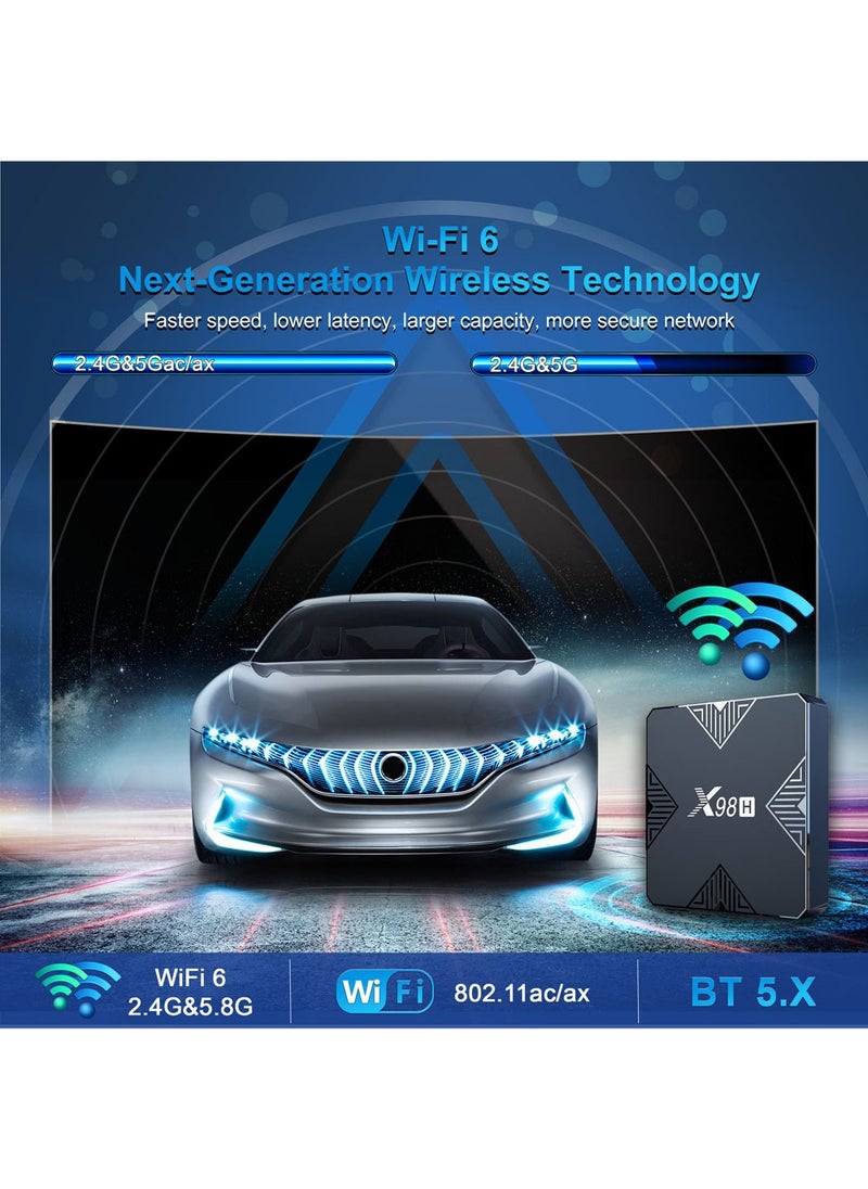 Generic - Android12.0 Bluetooth Dual WiFi 4K UHD TV Box With Remote X98H Black - Image 1
