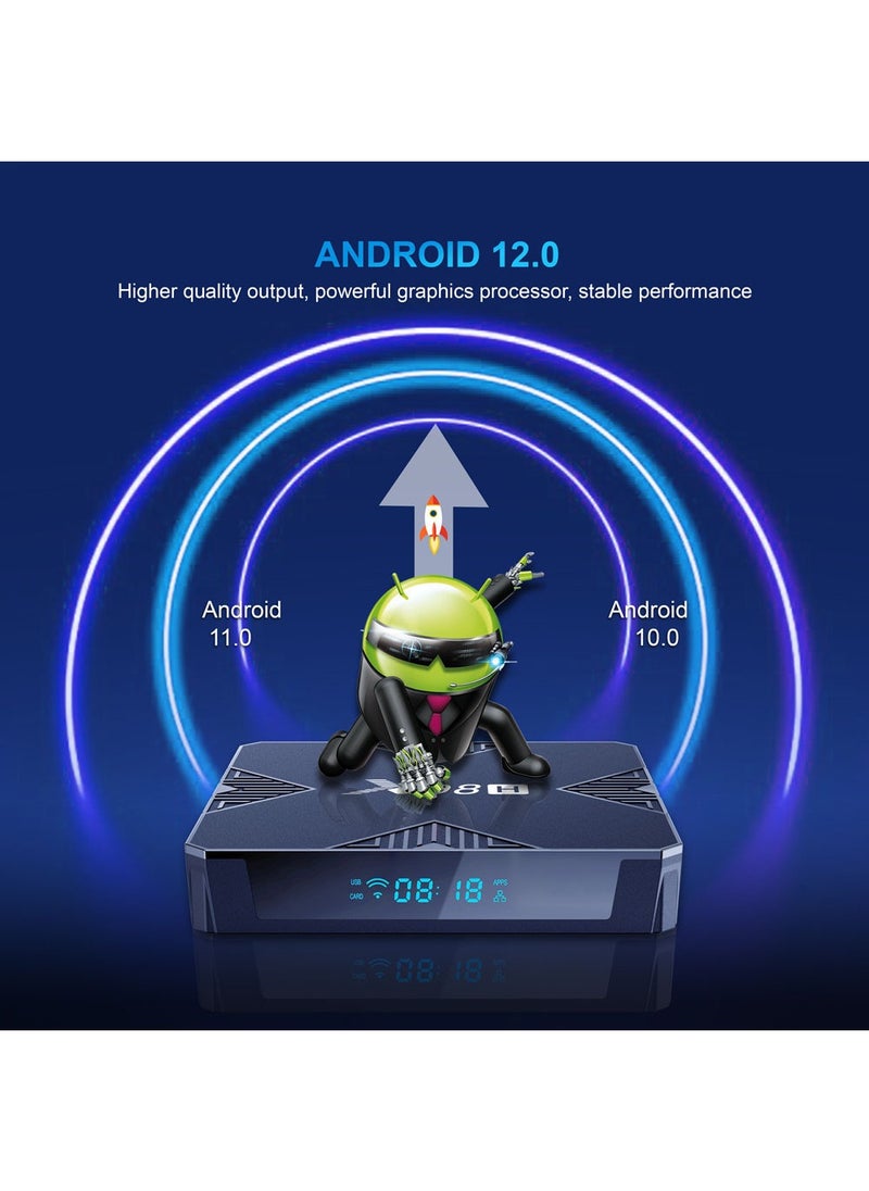 Generic - Android12.0 Bluetooth Dual WiFi 4K UHD TV Box With Remote X98H Black - Image 1