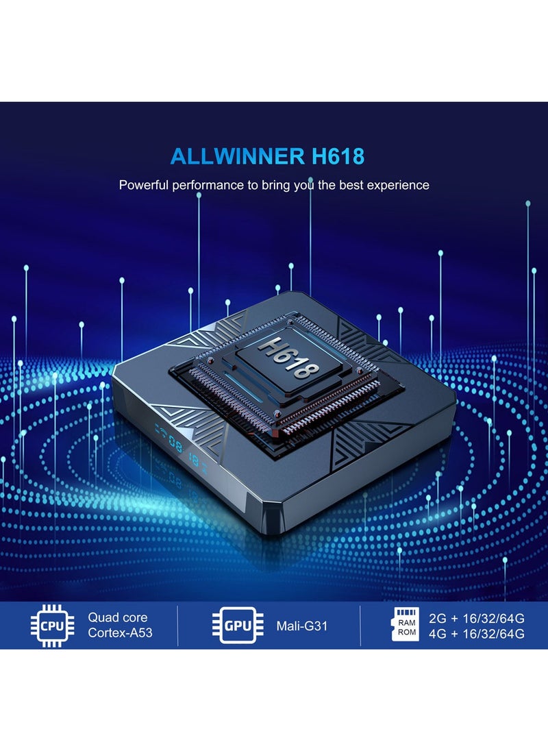 Generic - Android12.0 Bluetooth Dual WiFi 4K UHD TV Box With Remote X98H Black - Image 1