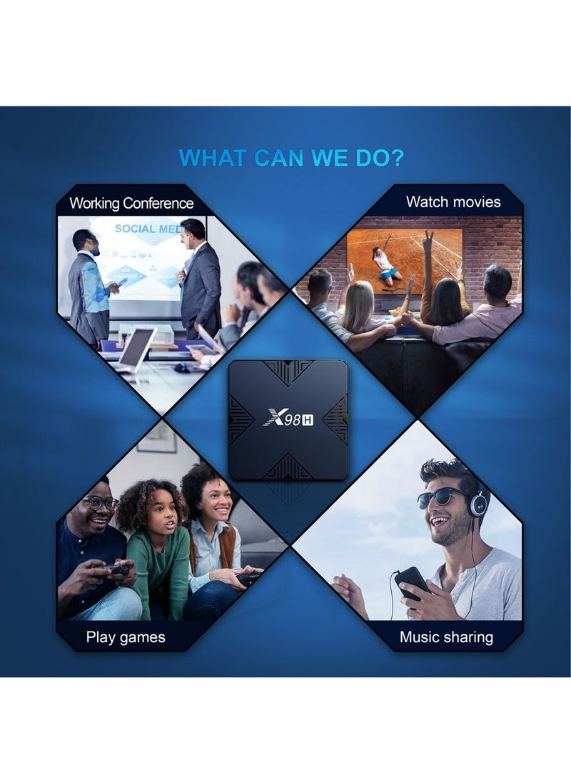 Generic - Android12.0 Bluetooth Dual WiFi 4K UHD TV Box With Remote X98H Black - Image 1