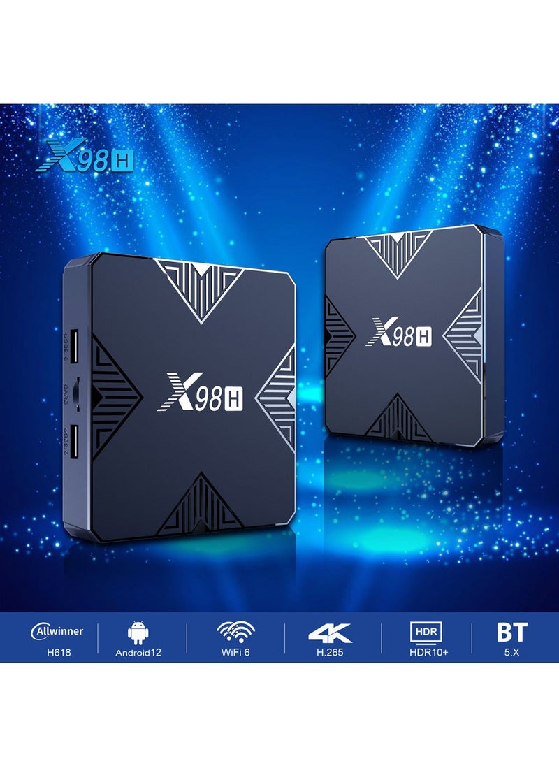 Generic - Android12.0 Bluetooth Dual WiFi 4K UHD TV Box With Remote X98H Black - Image 1