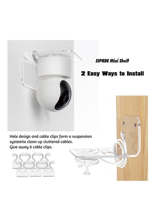 HOMESTAR Acrylic Small Wall Shelf Set of 3 for Security Cameras, Speakers, Baby Monitors, Universal Adhesive Easy to Install No Drill, with Cable Clips (Clear)  - Image 5