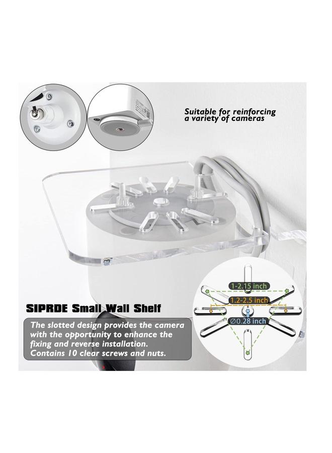 HOMESTAR Acrylic Small Wall Shelf Set of 3 for Security Cameras, Speakers, Baby Monitors, Universal Adhesive Easy to Install No Drill, with Cable Clips (Clear)  - Image 4