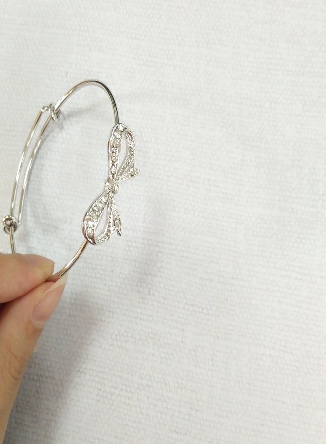 MANZHEN 3 Colors Expandable Bow Knot Cuff Bangle Bracelets Bridesmaid Gift (Silver) - Image 4