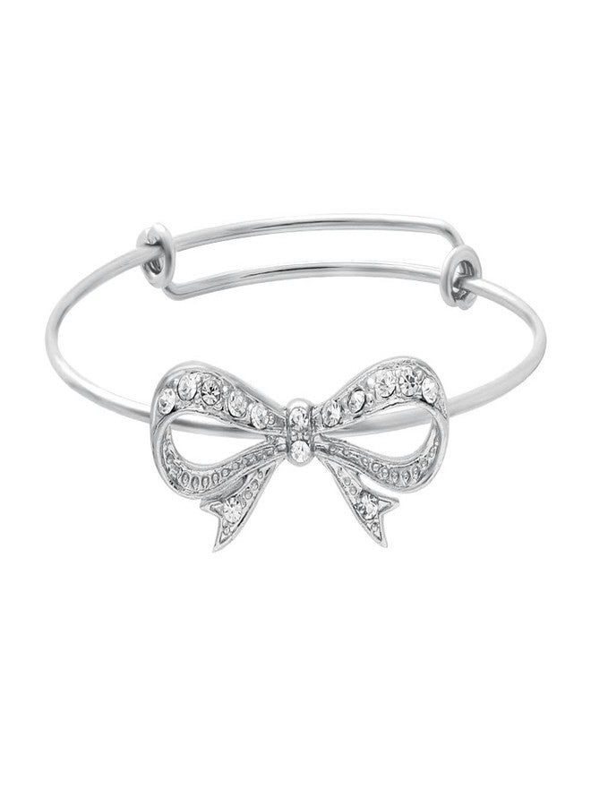 MANZHEN 3 Colors Expandable Bow Knot Cuff Bangle Bracelets Bridesmaid Gift (Silver) - Image 1