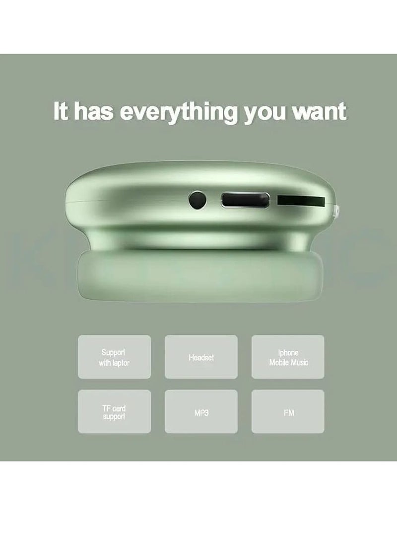 بي 9 سماعات رأس بلوتوث فوق الأذن باللون الأخضر - Image 3