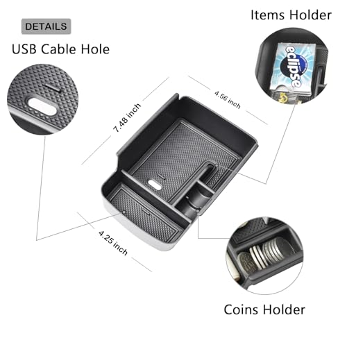 HGWEI Center Console Organizer Tray Compatible with 2024 2025 2026 Chevrolet Trax and 2024-2026 Buick Envista Interior Accessories Insert Armrest Secondary Storage Box Coin Holder, Black - Image 5