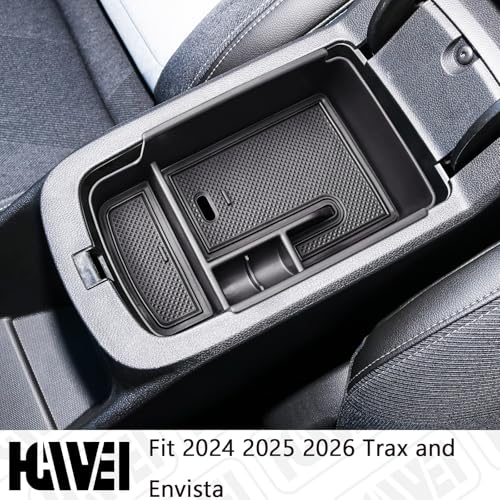 HGWEI Center Console Organizer Tray Compatible with 2024 2025 2026 Chevrolet Trax and 2024-2026 Buick Envista Interior Accessories Insert Armrest Secondary Storage Box Coin Holder, Black - Image 2
