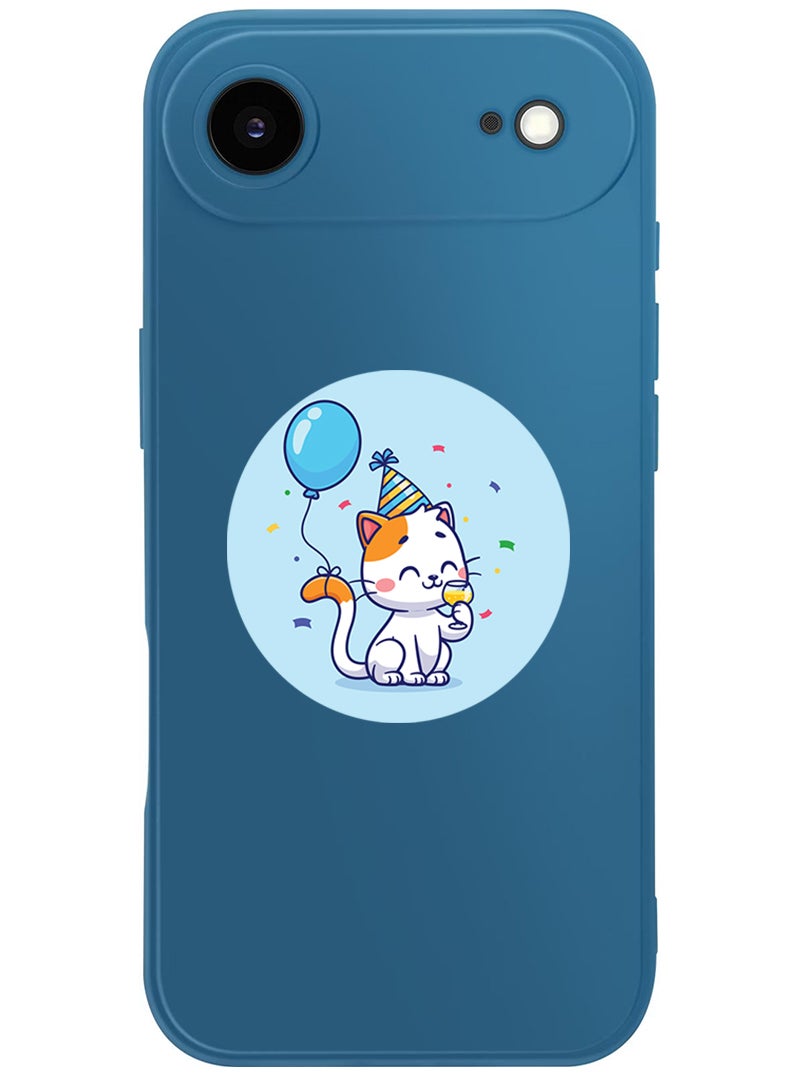 Theodor Protective Slim Fit Case Liquid Silicone Cover with Full Body Protection Anti-Scratch Shockproof Case For Apple iPhone 17 Air (Blue) Cute Cat Birthday - Image 1