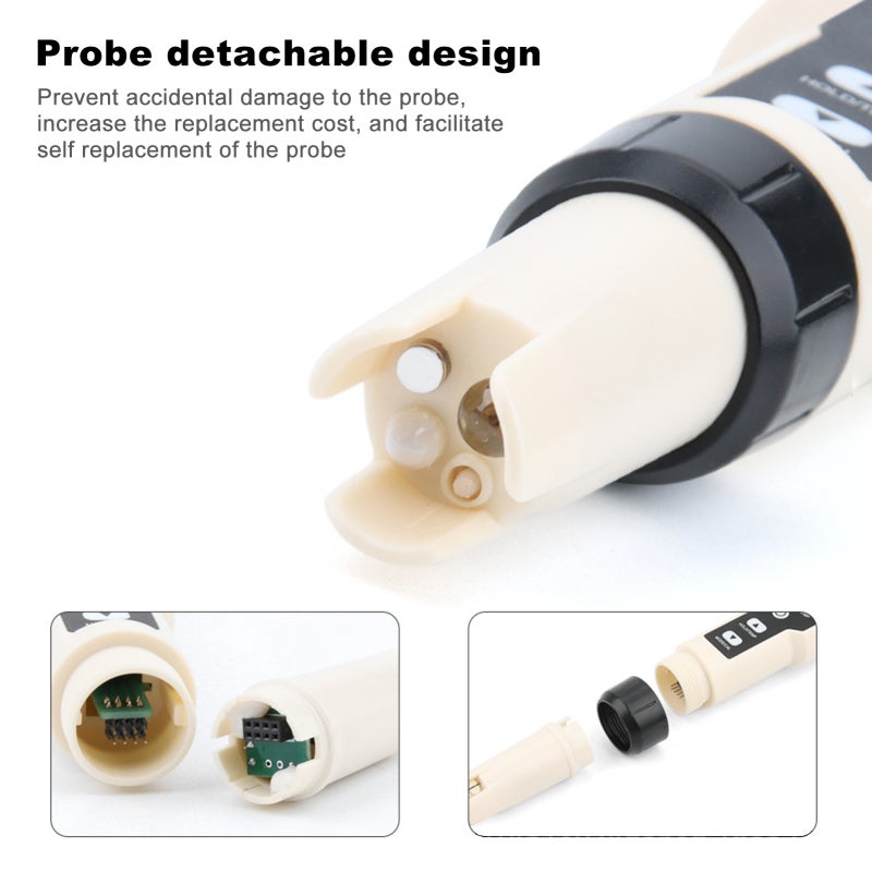 Digital PH Meter 4-In-1 PH ORP H2 Temperature Tester With LCD Display - Portable Probe Detachable Design High Accuracy for Water Food Testing - Image 2