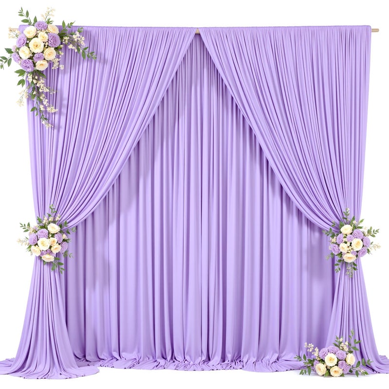 HB HBB MAGIC Lavender Backdrop Curtains 20 ft X 10 ft Wrinkle Free Polyester Fabric Photo Backdrop Cloth 4 Panels 10ft X 5ft Lavender Drapes for Wedding Birthday Party Photography Background Decorations - Image 2
