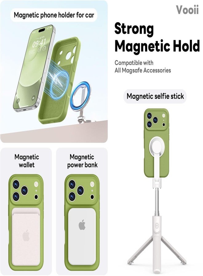 Vooii Magnetic Compatible with iPhone 17 Pro Case (Compatible with Magsafe) (Upgraded Camera Protection) Liquid Silicone Shockproof Full Body Protective Phone Cover for Women Men, Cedar Green, 6.3” - Image 3