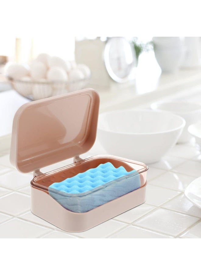SUNSAR 2 PCS Soap Dish with Removable Drainer & Lid, Closable Rectangular Soap Case Container, 2 Layers for Shower - Image 4