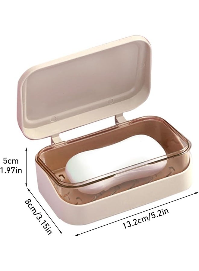 SUNSAR 2 PCS Soap Dish with Removable Drainer & Lid, Closable Rectangular Soap Case Container, 2 Layers for Shower - Image 2
