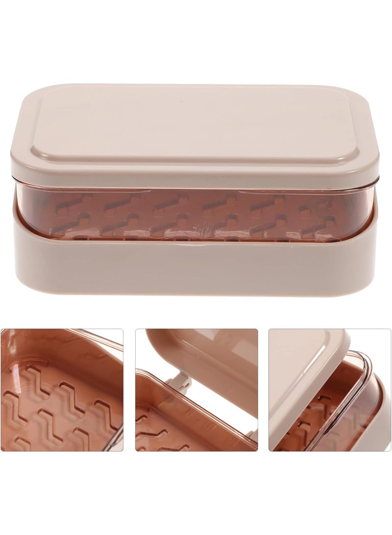 SUNSAR 2 PCS Soap Dish with Removable Drainer & Lid, Closable Rectangular Soap Case Container, 2 Layers for Shower - Image 3