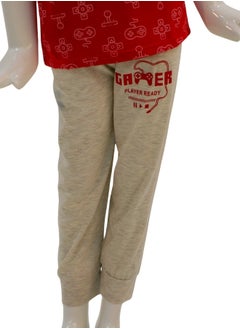 JOANNA JOANNA Boy's Gamer Print Short Sleeve Shirt & Long Pants Pajama Set, Red  - Image 3