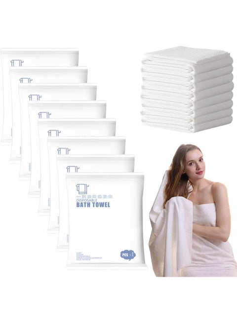 8 PCS Travel Disposable Towels Set,Portable Thicken Bath Towels Individual Packing Soft Cotton Hair Drying Towels Comfortable,Large Strong Absorption Clean Towels for Bath Hotel Spa Camping