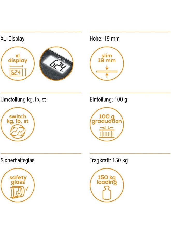Beurer - GS203 Glass Bathroom Scale Skifer - 5 Years Warranty - Image 2