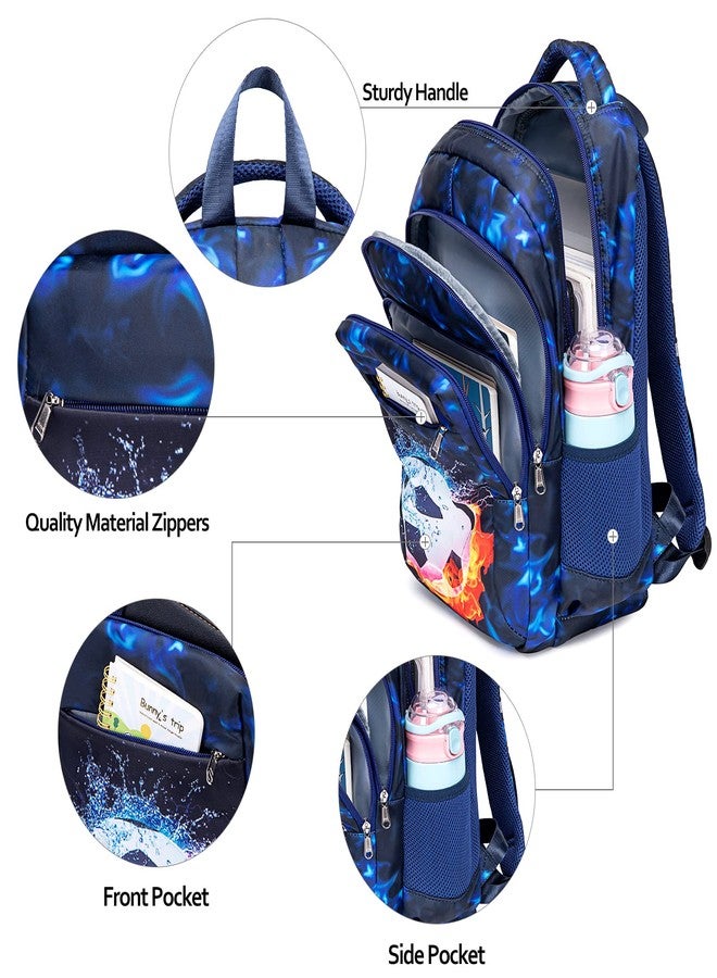LEDAOU Kids School Backpack with Lunch Box for Boys Girls Bookbag School Bag Preschool Kindergarten Toddler Backpack (Soccer Black Blue) - Image 2