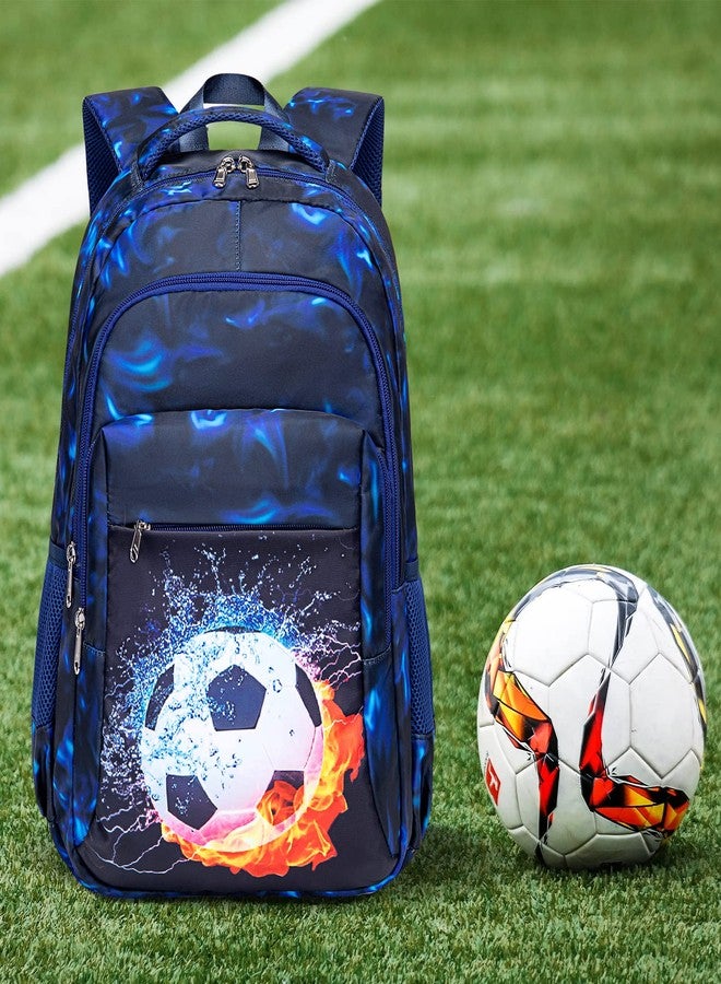 LEDAOU Kids School Backpack with Lunch Box for Boys Girls Bookbag School Bag Preschool Kindergarten Toddler Backpack (Soccer Black Blue) - Image 3
