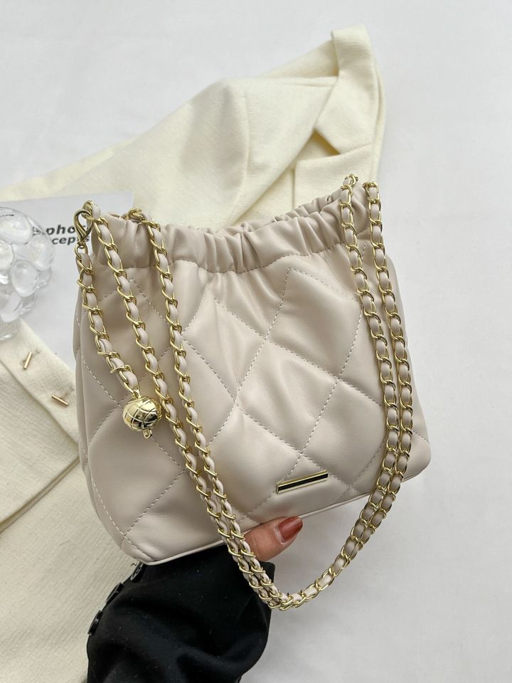 Chain Bag Women'S Bag 2024 Fashion Leisure Rhombic Commuter Net Popular Shoulder Bucket Bag Tide - Image 2