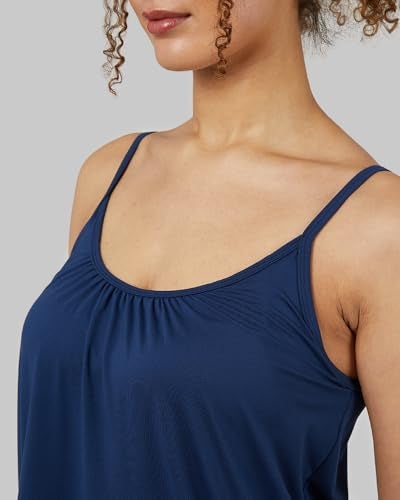 32 Degrees Cool Womens Shirred Flowly Relaxed Lounge Built-in Cups Shelf Bra Tank Cami, Inky Indigo, X-Large - Image 2