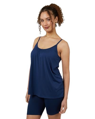 32 Degrees Cool Womens Shirred Flowly Relaxed Lounge Built-in Cups Shelf Bra Tank Cami, Inky Indigo, X-Large - Image 1