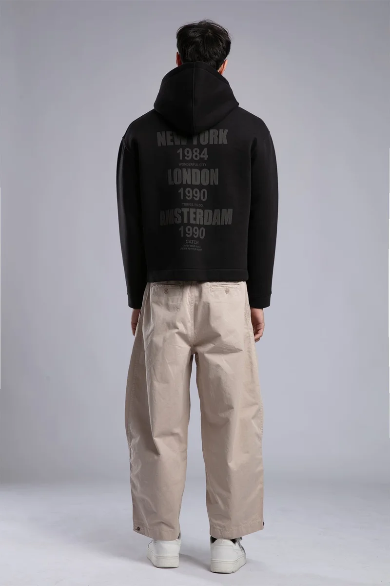 Catch Embossed Print Zip-Up Hooded Sweatshirt