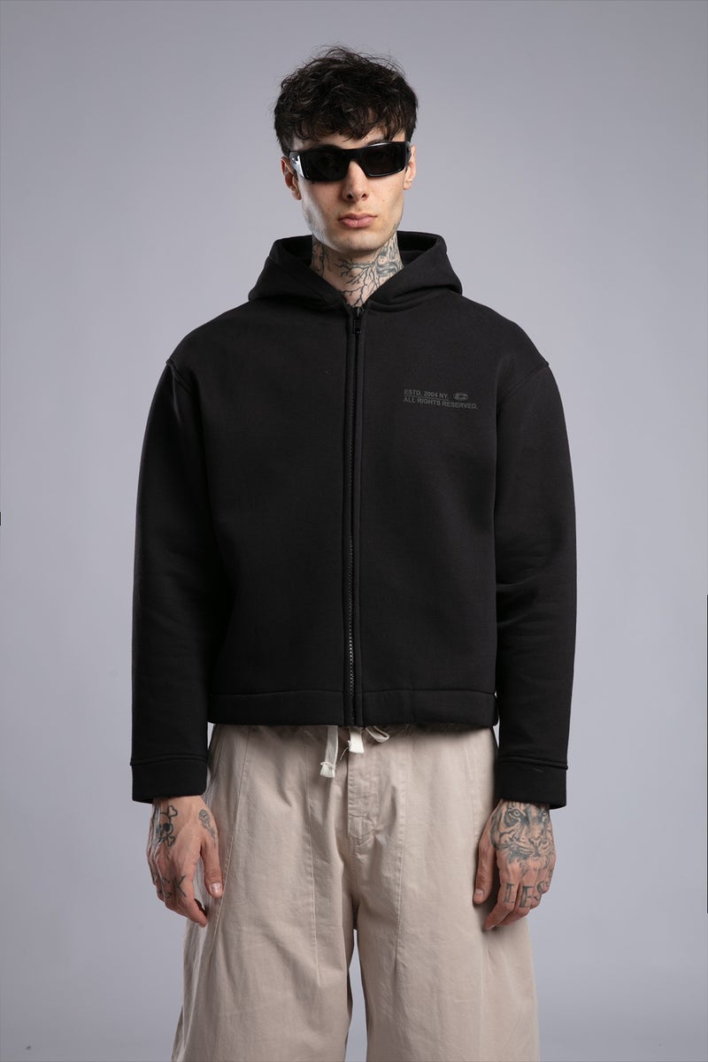 Catch Embossed Print Zip-Up Hooded Sweatshirt - Image 4