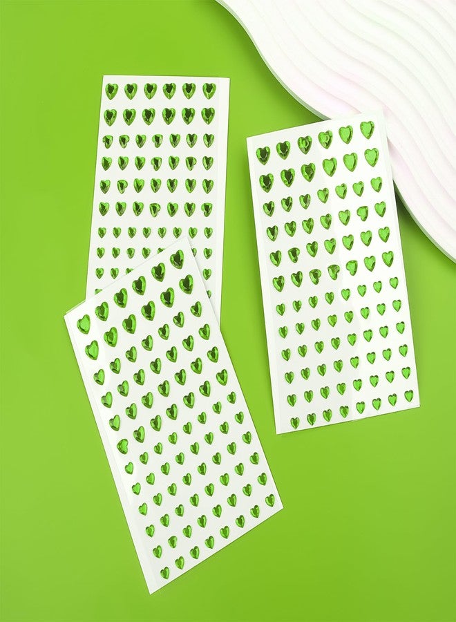 MANGOIT 264pcs Heart Gem Stickers Rhinestones for Crafts - Self Adhesive Jewels Stickers, Acrylic Gems DIY Craft Decorative Diamond Stickers, Small Stickers for Kids (264pcs-5/7/10mm-green) - Image 3