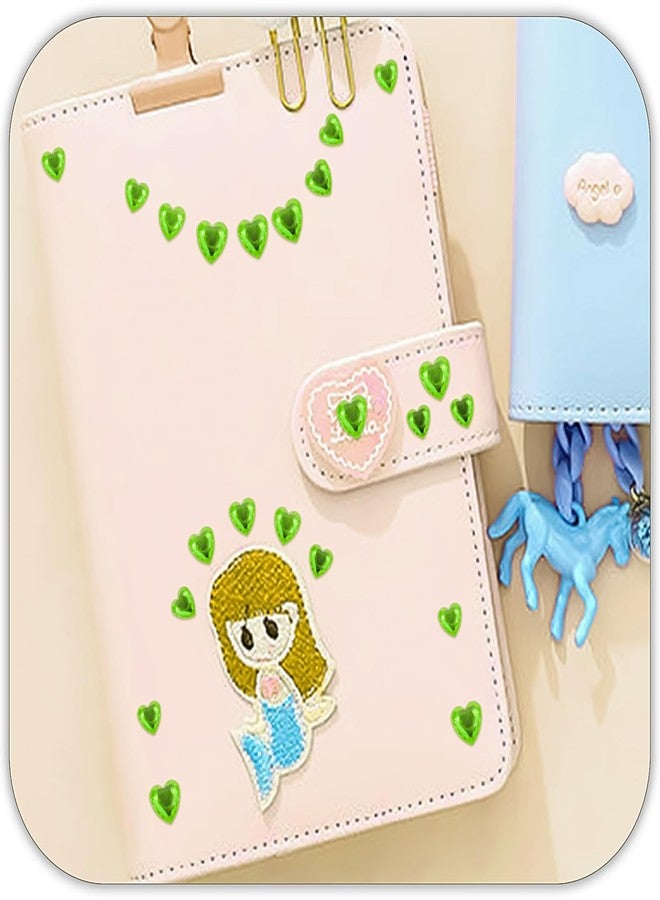 MANGOIT 264pcs Heart Gem Stickers Rhinestones for Crafts - Self Adhesive Jewels Stickers, Acrylic Gems DIY Craft Decorative Diamond Stickers, Small Stickers for Kids (264pcs-5/7/10mm-green) - Image 4
