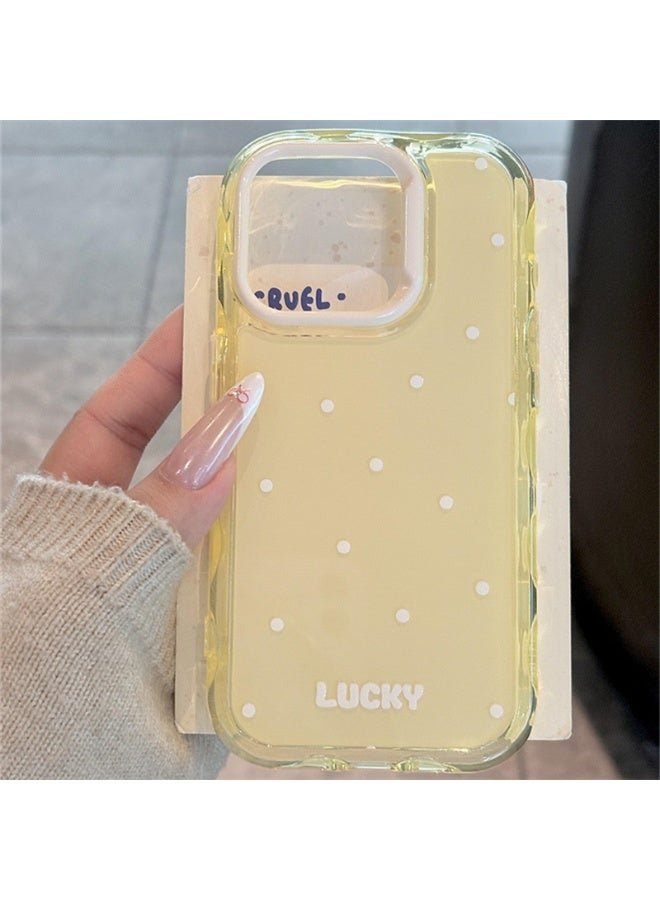 NIBEMINENT Protective TPU Case Cover For iPhone 16 Pro, English Yellow Base Polka Dot - Image 1