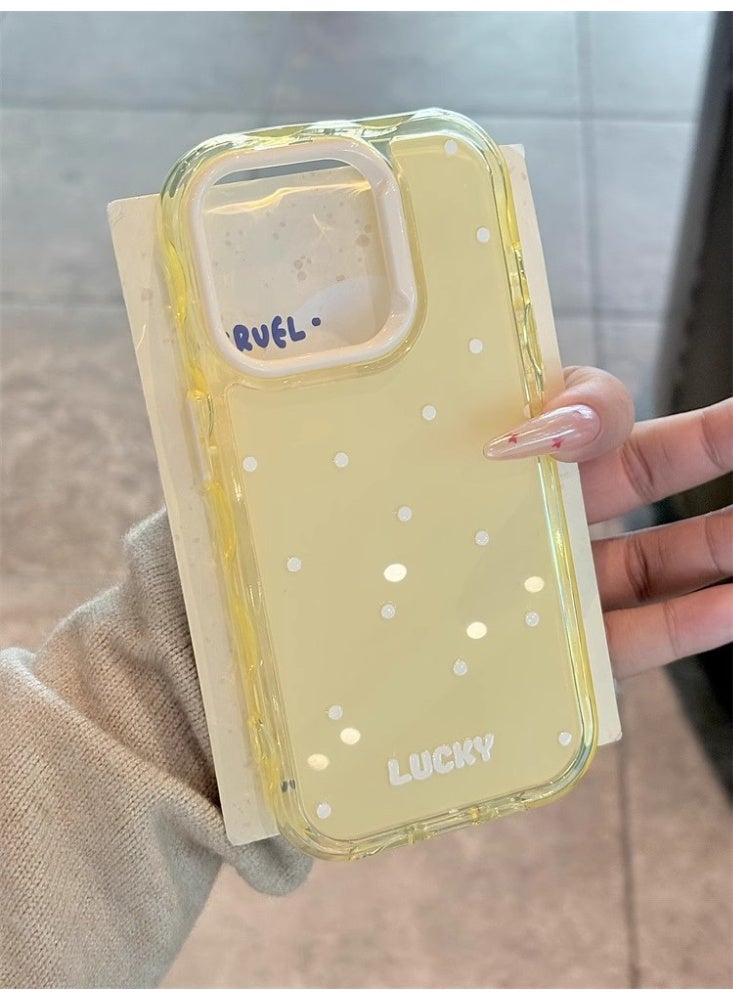 NIBEMINENT Protective TPU Case Cover For iPhone 16 Pro, English Yellow Base Polka Dot - Image 2