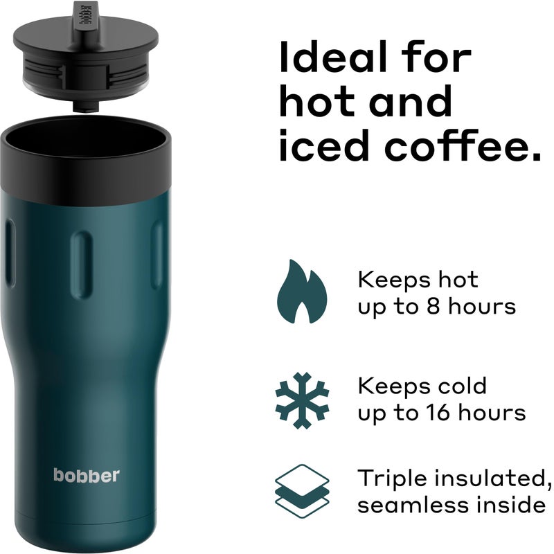 BOBBER 16 oz Stainless Steel Coffee Travel Mug â€“ Leak-Proof, Spill Proof, Vacuum Insulated Coffee Tumbler for Car, Men â€“ Dishwasher Safe Mug, Fits Car Cup Holder, Keeps Hot for 8 Hours (Teal) - Image 2