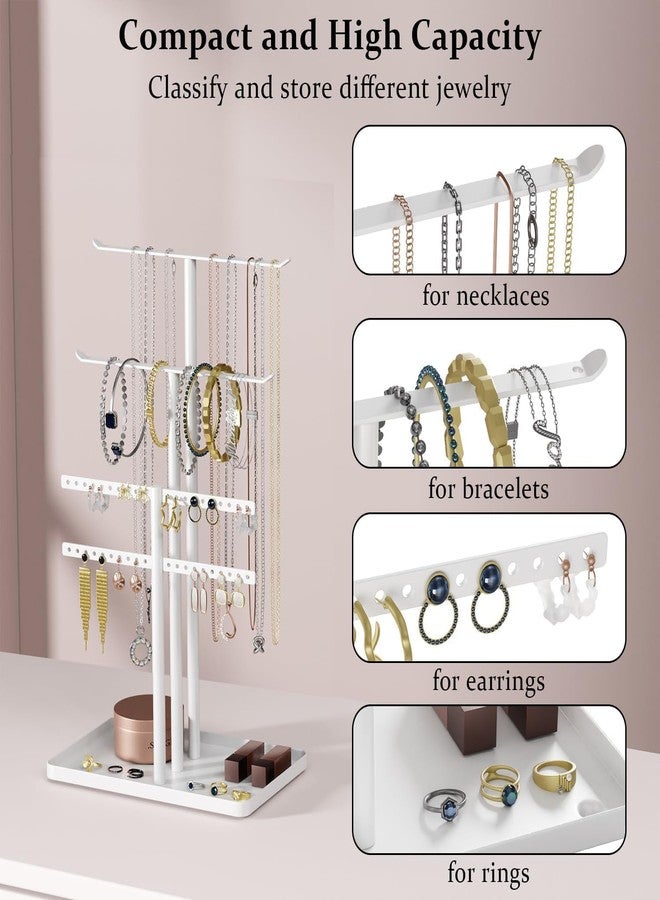 pickpiff Jewelry Stand Holder Organizer: 12.5" Sturdy Jewelry Hanger for Necklace, Earring, Bracelet, White - Image 2