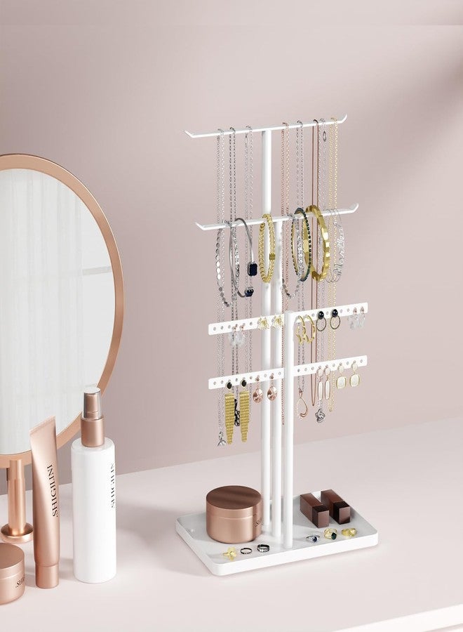 pickpiff Jewelry Stand Holder Organizer: 12.5" Sturdy Jewelry Hanger for Necklace, Earring, Bracelet, White - Image 3