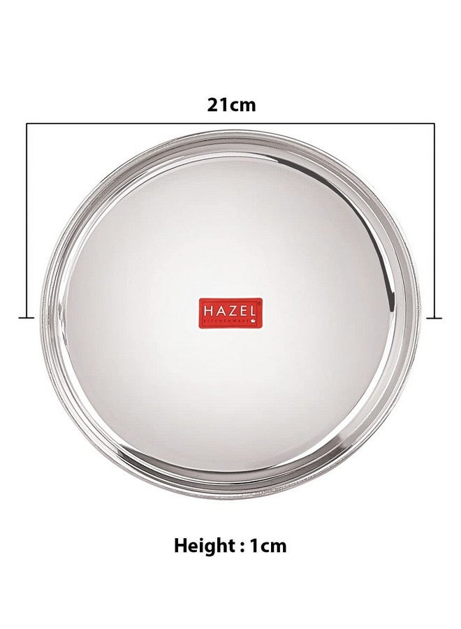 Hazel HAZEL Stainless Steel Dinner Plate with Glossy Finish | 21 cm Thali Plates for Kitchen | Serveware Snacks Plates for Kids | Breakfast Plates, Set of 6 - Image 4